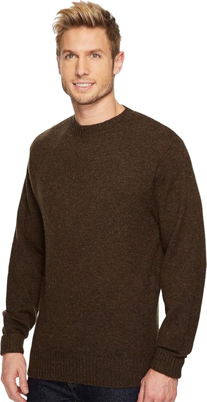 Pendleton Sweater Brown Shetland Wool Crewneck Knit MENS M Classic Heritage